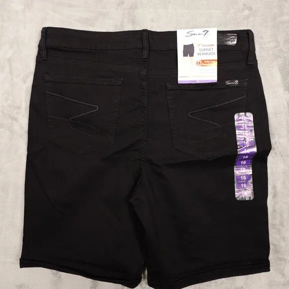 NWT Seven7 black jean shorts sunset bermuda 16 - Picture 9 of 11